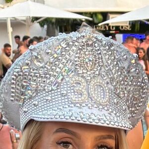 Embellished 30 Silver Hat